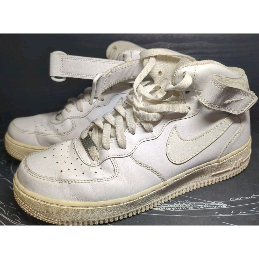 Nike Air Force 1 07' Mid White High-Top Leather Sneakers Men's Size 8.5